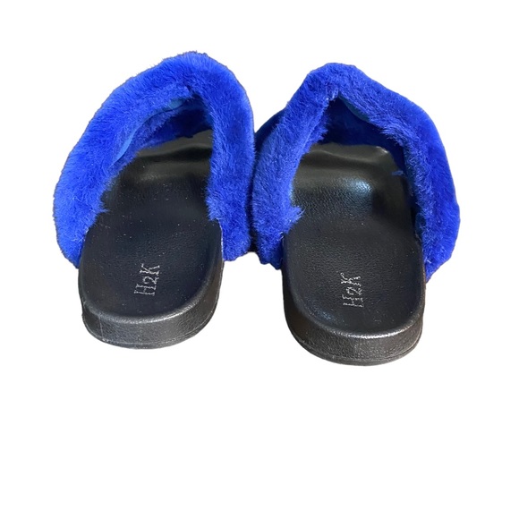 H2K Royal Blue Fluffy Sliders Womens Size 11 - Picture 4 of 7
